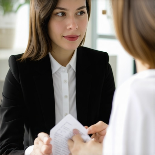 Attorney advising client on family law matters in a professional office setting