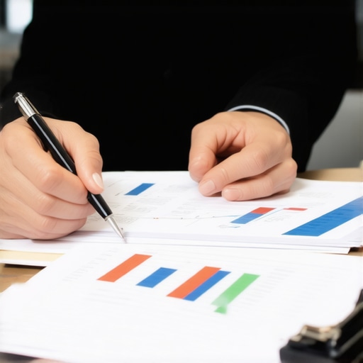 Lawyer reviewing financial documents during a family law case discussion