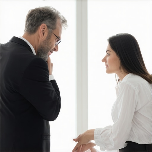 Family Lawyer Consultation Lawyer and client discussing family law case strategies in an office