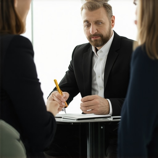 Legal consultation with family lawyer and client in office