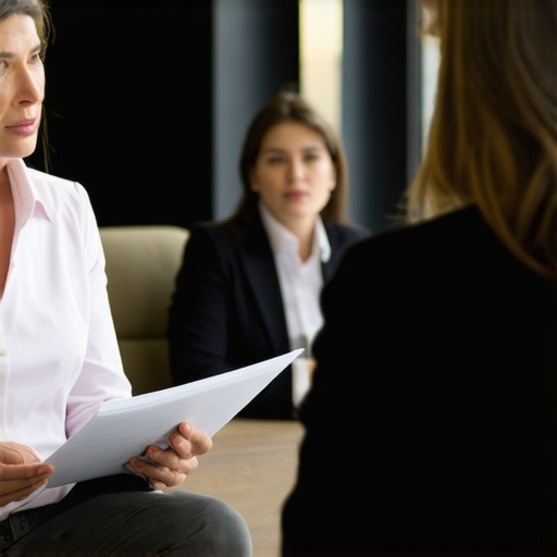 Strategic Family Law Consultation Family lawyer discussing legal strategy with client in office