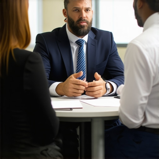Attorney and client having a respectful, empathetic discussion in a legal office