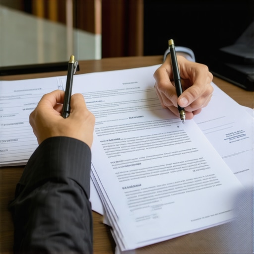 Attorney and client discussing family law case documents during consultation.