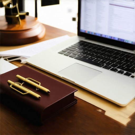 Digital Tools in Family Law A lawyer's workspace featuring digital devices and legal documents for effective case management.