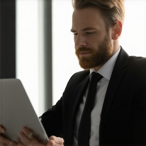A lawyer working on a computer with legal software and secure messaging apps, demonstrating modern legal practice tools.