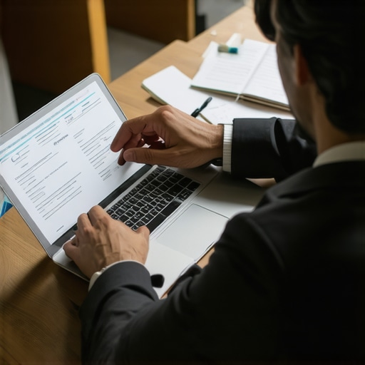 Family lawyer managing case tools digitally Family lawyer working with digital case management tools in an office