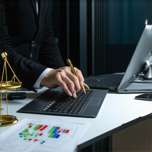 A professional attorney working on a computer with family law software open