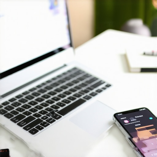 A lawyer's desk with organized digital files, legal software on screen, and a smartphone for case management.